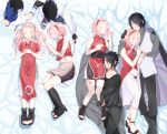  1boy 1girl artist_request black_hair couple facial_mark forehead_mark forehead_protector haruno_sakura missing_limb multiple_persona naruto naruto:_the_last naruto_shippuuden pink_hair shirt sword tagme uchiha_sasuke weapon 