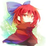  1girl blue_bow bow hair_bow kutsuki_kai red_eyes redhead sekibanki solo touhou 