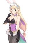  1girl animal_ears blonde_hair bunny_girl bunnysuit fire_emblem fire_emblem_heroes gebyy-terar gloves hair_ornament long_hair looking_at_viewer rabbit_ears sharena simple_background smile solo solo_focus white_background 