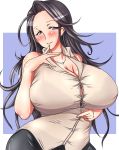  blouse blush bra breasts highres huge_breasts kinokoutarou see-through underwear 
