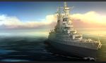 anchor cruiser highres military military_vehicle no_humans ocean original ship shiro_yukimichi turret us_navy uss_indianapolis_(ca-35) warship watercraft waves 