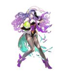  1girl animal_ears bare_shoulders breasts camilla_(fire_emblem_if) choker cleavage easter_egg elbow_gloves female fire_emblem fire_emblem_heroes fire_emblem_if frills full_body gloves hair_ornament hair_over_one_eye hand_on_head hand_on_own_head hat high_heels highres holding large_breasts leotard long_hair looking_away maeshima_shigeki official_art pantyhose parted_lips purple_footwear purple_hair rabbit_ears solo torn_clothes torn_legwear torn_pantyhose transparent_background 