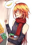  1boy ahoge bag banana blush fate/grand_order fate_(series) food fruit long_hair open_mouth orange_hair otoko_no_ko rama_(fate/grand_order) red_eyes redhead scarf shijiu_(adamhutt) smile solo very_long_hair 