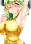  1girl alternate_breast_size blush breasts commentary_request hair_between_eyes hat heart heart-shaped_pupils highres komeiji_koishi large_breasts solo symbol-shaped_pupils touhou 