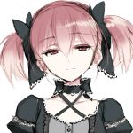  absurdres black_hair expressionless gothic_lolita hair_between_eyes highres kaname_madoka kriemhild_gretchen lolita_fashion mahou_shoujo_madoka_magica misteor pink_eyes pink_hair short_twintails sketch twintails white_background 