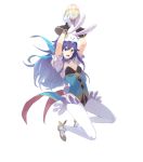  1girl animal_ears bangs blue_eyes blue_hair breasts bunny_tail choker easter_egg fire_emblem fire_emblem:_kakusei fire_emblem_heroes frills full_body gloves hat high_heels highres holding leotard long_hair lucina medium_breasts official_art open_mouth overskirt pantyhose puffy_sleeves rabbit_ears short_sleeves smile solo tail tomioka_jirou transparent_background 