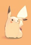  1boy animal artist_request full_body highres looking_away no_humans pikachu pokemon pokemon_(creature) smile solo tail yellow_background 