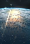  above_clouds clouds earth lens_flare light_rays litra_(ltr0312) moon no_humans original outdoors planet scenery space 