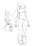  1girl boots breasts dress female genderswap genderswap_(mtf) highres hood kotoyama super_mario_bros. mask shy_gal shy_guy sketch thigh-highs 