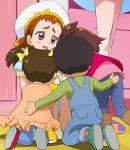  1boy 4girls arisugawa_himari black_hair blush brown_hair child haruyama_kazunori hat kirakira_precure_a_la_mode kneeling kotozume_yukari multiple_girls panties precure red_eyes short_hair underwear yellow_panties 