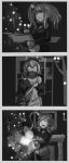  2girls comic firing gun highres home_alone kantai_collection monochrome multiple_girls parody re-class_battleship saratoga_(kantai_collection) silent_comic stupid_movie_sequels toorops weapon 