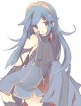  1girl blue_eyes blue_hair blush fire_emblem fire_emblem:_kakusei fire_emblem_heroes long_hair looking_at_viewer lucina open_mouth solo teu_(navy) tiara torn_clothes 