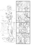  ! 2girls 4koma antenna_hair bbb_(friskuser) bird_tail camisole closed_eyes clothes_on_floor coat coat_removed comic commentary_request eurasian_eagle_owl_(kemono_friends) feather-trimmed_sleeves feather_trim greyscale head_wings highres kemono_friends long_sleeves monochrome multiple_girls northern_white-faced_owl_(kemono_friends) open_mouth outdoors outstretched_arms river self_hug spoken_exclamation_mark spread_arms spread_wings surprised tearing_up translation_request tree trembling undressing wavy_mouth 