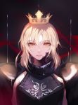  1girl armor blonde_hair crown expressionless fate/stay_night fate_(series) jname pauldrons saber saber_alter solo upper_body yellow_eyes 