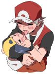  2boys badge comic from_above gold_(pokemon) male_focus multiple_boys pokemon pokemon_(game) pokemon_frlg pumpkinpan red_(pokemon) red_(pokemon)_(remake) 