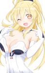  1girl blush breasts choker choujigen_game_neptune cute fang highres long_hair neptune_(series) pish smile v wink yellow_heart 