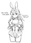  1girl animal_ears bunnysuit english fire_emblem fire_emblem:_kakusei fire_emblem_heroes flat_chest gebyy-terar long_hair lucina monochrome open_mouth rabbit_ears smile solo tiara 