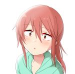  1girl fisheye green_shirt kobayashi-san_chi_no_maidragon kobayashi_(maidragon) long_hair merry_(168cm) ponytail redhead shirt simple_background white_background 
