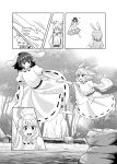  animal_ears comic greyscale hand_holding highres inaba_tewi jumping mana_(gooney) monochrome rabbit rabbit_ears speech_bubble text touhou translation_request 