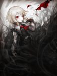  1girl darkness highres pale_skin parted_lips red_eyes ribbon ribbon_removed rumia shirt short_hair skirt spark621 touhou vest 