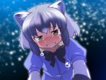 animal_ears black_bow black_eyes black_hair blush bow bowtie commentary_request crying dairi gradient_hair half-closed_eyes kemono_friends multicolored_hair open_mouth puffy_short_sleeves puffy_sleeves raccoon_(kemono_friends) raccoon_ears short_hair short_sleeves teardrop tears two-tone_hair upper_body white_hair 