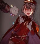  1boy black_hair crushing fate/grand_order fate_(series) gloves hat long_hair male_focus military military_uniform oda_nobuyuki_(fate/grand_order) red_eyes saint_quartz scared shako_cap solo_focus tears uniform white_gloves 