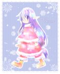  christmas hakobune long_hair multicolored_hair original pointy_ears santa_costume snow 