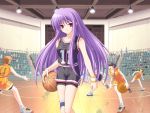  basketball_uniform bike_shorts bukatsu_kikaku long_hair purple_hair red_eyes sportswear tachi-e wristband wristbands 