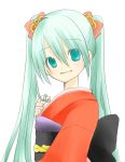  green_hair hatsune_miku highres japanese_clothes kimono long_hair twintails vocaloid yukata yuki_(pixiv301877) yuki_(snowybugloss) 