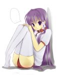  buruma clannad fujibayashi_kyou gym_uniform highres long_hair purple_eyes purple_hair thigh-highs thighhighs violet_eyes yuki_(pixiv301877) yuki_(snowybugloss) 