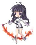  black_hair blue_eyes chibi ebi_shamo fire kohak_hearts long_hair long_sleeves magic open_mouth ribbon ribbons rod tales_of_(series) tales_of_hearts 