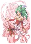  boots cape detached_sleeves dress earrings esper feathers final_fantasy final_fantasy_vi flat_chest green_eyes green_hair hair_ornament horizon02 jewelry long_hair necklace pantyhose ponytail smile tina_branford trance_tina_branford 