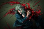  bleeding blood clenched_teeth fang grey_background hands injury japanese_clothes kuroi male red_eyes tohno_shiki_(2) toono_shiki_(2) tsukihime white_hair wound 