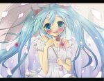  blue_hair blush choker dress flower hatsune_miku melt_(vocaloid) minoru twintails umbrella vocaloid 
