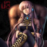  boots breasts crossed_legs headphones headset kayu knee_boots long_hair megurine_luka microphone pink_hair sitting thigh-highs thighhighs vocaloid 