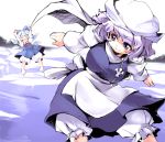  ario bloomers blue_hair cirno closed_eyes hat jumping letty_whiterock multiple_girls open_mouth purple_hair ribbon ribbons scarf short_hair smile touhou winter 