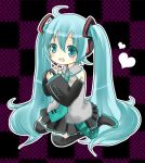  aono aqua_eyes aqua_hair detached_sleeves hatsune_miku headset sitting skirt thigh-highs thighhighs twintails ultramarine vocaloid 