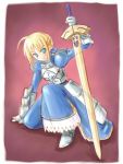  armor bad_id blonde_hair fate/stay_night fate_(series) green_eyes saber satogo sword weapon 