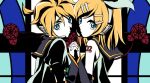  blue_eyes detached_sleeves hand_holding headset holding_hands kagamine_len kagamine_rin nail_polish parody rozen_maiden siblings twins vocaloid 
