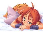  breath_of_fire breath_of_fire_ii cat_ears cat_tail green_eyes katt orange_hair pillow pillows redrantem rinpoo_chuan short_hair striped tail 