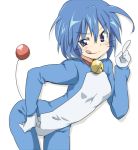  1girl :q bell blue_eyes blue_hair doraemon doraemon_(character) flat_chest genderswap maruki_(punchiki) personification short_hair tail tongue 