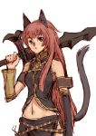  animal_ears bad_id branch_(artist) branch_(blackrabbits) buront buront_(cosplay) cosplay final_fantasy final_fantasy_xi long_hair megurine_luka mithra navel parody red_hair redhead sketch solo sword tail vocaloid weapon 