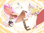  black_hair blonde_hair detached_sleeves gap hakurei_reimu japanese_clothes long_hair miko multiple_girls shokkin touhou yakumo_yukari 