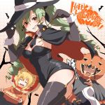  3girls alternate_costume anchovy black_boots black_gloves black_hair black_legwear black_necktie black_ribbon blonde_hair boots braid breasts brown_eyes capelet carpaccio cleavage closed_mouth commentary detached_collar dress drill_hair elbow_gloves english food garter_straps girls_und_panzer gloves green_hair grin hair_ribbon halloween_costume hand_on_headwear happy_halloween hat holding holding_food jack-o&#039;-lantern long_hair looking_at_another looking_at_viewer medium_breasts microdress multiple_girls necktie open_mouth panties pantyshot pepperoni_(girls_und_panzer) pizza polka_dot polka_dot_background red_eyes ribbon sharp_teeth short_hair side_braid smile standing strapless strapless_dress tabigarasu teeth thigh-highs twin_drills twintails underwear wand white_panties witch witch_hat wrist_cuffs 
