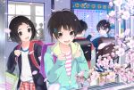  2boys 2girls backpack bag black_eyes black_hair cherry_blossoms multiple_boys multiple_girls original petals randoseru taka_(tsmix) 