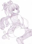  1girl black_legwear breasts detached_sleeves hair_ornament japanese_clothes kumashiro_izuta kunai large_breasts long_hair ninja ninja_(ragnarok_online) panties ponytail ragnarok_online scarf solo thigh-highs underwear weapon 