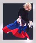  1boy blonde_hair con_potata flag from_behind highres looking_down male_focus russian_flag yuri!!!_on_ice yuri_plisetsky 