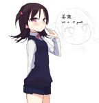  1girl black_hair garnet highres looking_at_viewer red_eyes short_hair simple_background sketch solo standing 