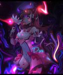  1girl abstract_background adapted_costume animal_print bunny_print chewing_gum d.va_(overwatch) derivative_work facepaint facial_mark jpeg_artifacts magical_girl nestras overwatch photoshop shourca solo whisker_markings 