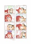  2girls ahoge blonde_hair blue_eyes blush comic covering_mouth embarrassed fang hair_ornament hair_ribbon hat hazuki_watora highres hood hoodie kiss long_hair muku_(muku-coffee) multiple_girls open_mouth original redhead ribbon shimotsuki_potofu smile translation_request twintails two_side_up 